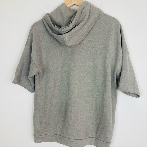 Brunello Cucinelli gray hooded cotton and silk zip front short sleeve hoodie.XS - Picture 6 of 6